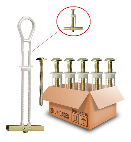 Bucha Gesso Drywall Sforbolt C/ Parafuso 3/16 - 20pcs C/ Nfe