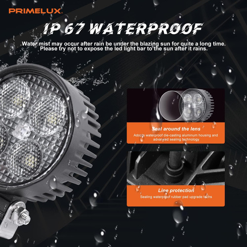 Luz Led Redonda, 3 Pulgadas 48w 5500lms Luz De Inundación...