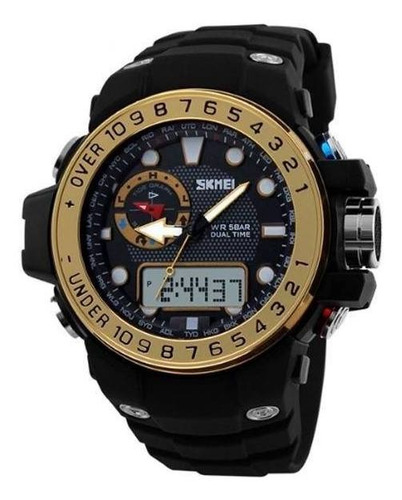 Reloj Skmei Anadigi 1063 para hombre, negro y dorado