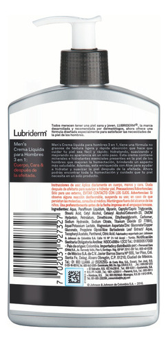  Crema para cuerpo Lubriderm Men 3 en 1 en botella 400mL