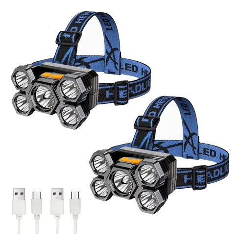 2pcs Lámpara Cabezas Recargable Usb 5 Led Lampara Minera