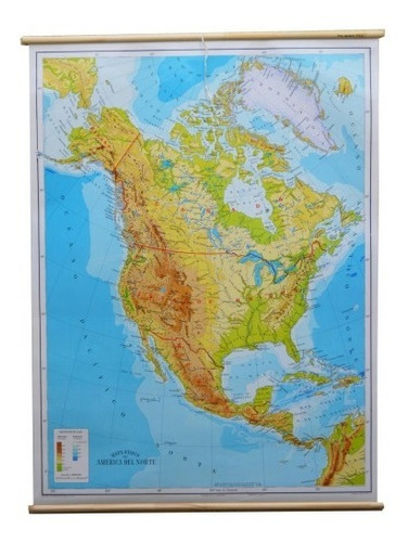 Mapa América Del Norte Físico/político 90x130cm - Entelado