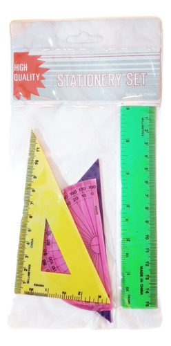 Set Geometria Escolar 4 Piezas Color; Pack X 4