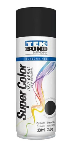 Pintura Aerosol Super Color Tek Bond Uso General Negro Mate