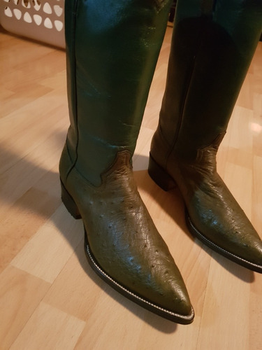 Hermosas Botas Verdes Piel De Avestruz  