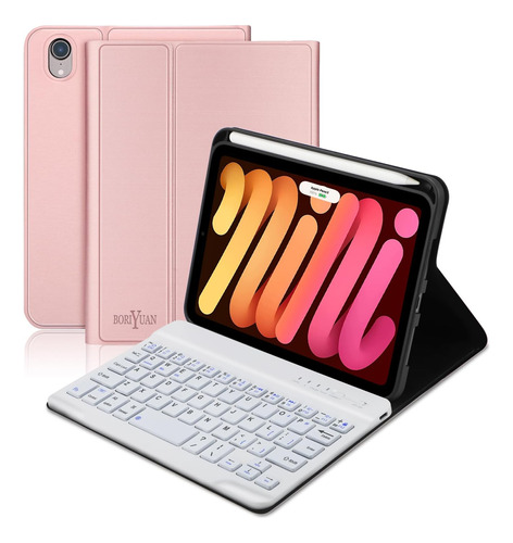 Funda C/teclado Boriyuan Para iPad Mini 6g 8.3in 2021 Rosa