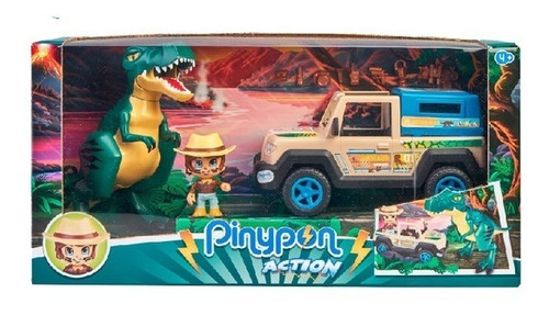 Pinypon Action Vehiculo Pick Up + Figura Dinosaurio T-rex Ed