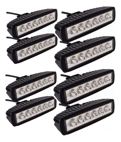 Kit Focos Led Auto: Pack 8 Focos Led Neblineros Barra 4x4 18