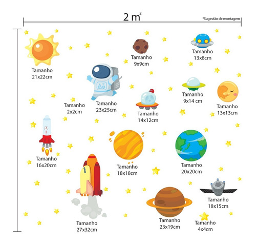 Imagem 4 de 5 de Adesivo De Parede Infantil Espaço Quarto Menino Planeta