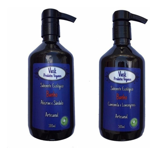 Kit 2 Sabonetes Liquido Vegano Banho Vask 500ml