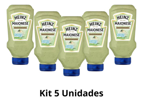 Kit 5 Maionese De Alho Tostado Com Ervas Heinz 215g