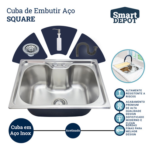 Cuba Cozinha Gourmet Inox Com Acessórios Square