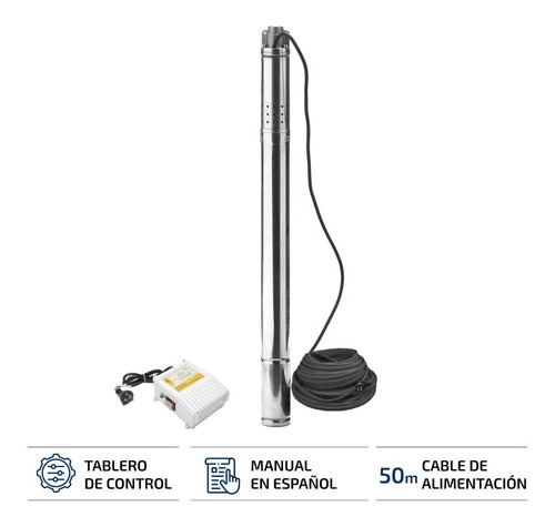 Imagen 7 de 9 de Bomba Sumergible Pozo Napa 4 PuLG 1,5 Hp 6500l Tablero Cable