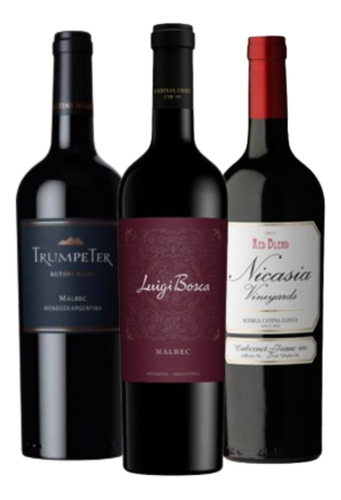 Vino Luigi Bosca + Trumpeter Malbec + Nicasia X 3 Unidades