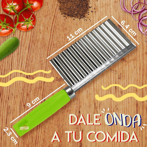 Cortador De Verduras Ondulado Papas Acero Inoxidable Yp-8803 Color Verde