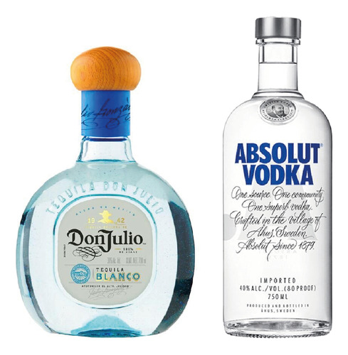 1 Tequila Don Julio Blanco 700 Ml Y 1 Vodka Absolut Azul
