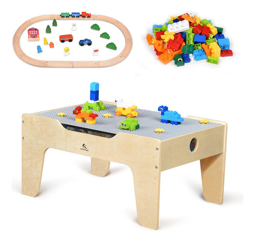 Mesa De Juego Multiusos Para Niños Con 60 Ladrillos De Const