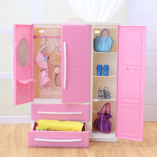Mini Armario De Muebles Rosa, Casa De Muñecas En Miniatura