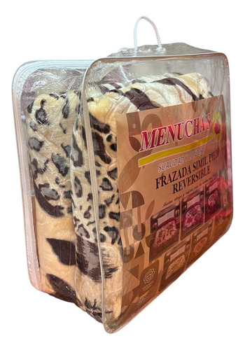 Frazada Extra Gruesa Doble Reversible 2.5 Plaza, Abrigadas Animal Print Tonos Marrones 3