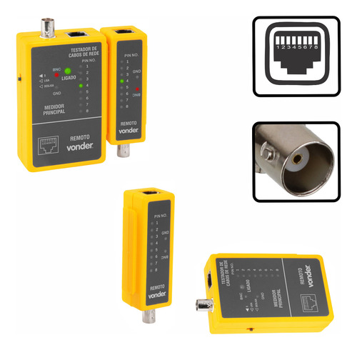 Testador De Cabo De Rede Rj45 Coaxial Profissional  Vonder