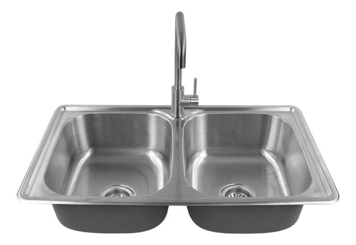Fregadero Tarja Doble Kele Go 1 Acero Inox + Monomando + Acc