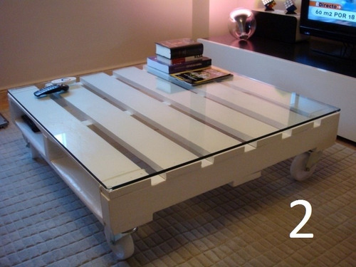 Mesa Ratona Pallet C/ruedas Y Vidrio + Envios