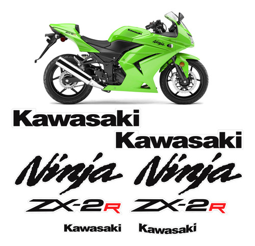 Kit Adesivos Moto Kawasaki Ninja 250r Zx-2r 2010 2011 Preto