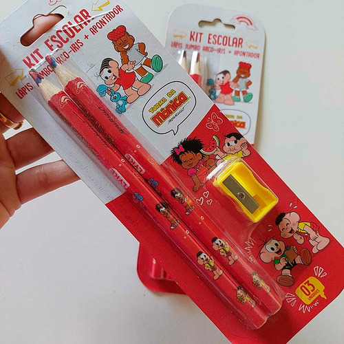 Lapis De Cor Jumbo Arco Íris Kit Com Apagador Lyke Da Mônica