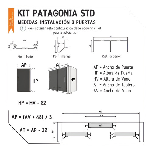 Kit Herraje Placard Ducasse Patagonia Classic 3 Mts 2 Ptas