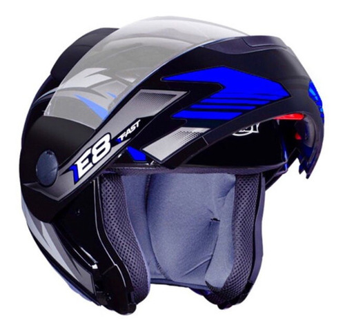 Capacete Ebf E8 Articulado Modelo Fast Preto E Laranja