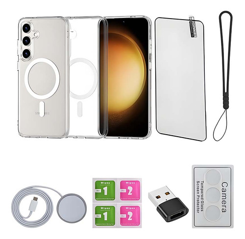 Funda Case Para Samsung S22 S22+ S23 S23+ S23fe S24 S24+ S24fe S24ultra S25 S25+ S25ultra Magsafe+inalámbrico Cargador+mica Pantalla