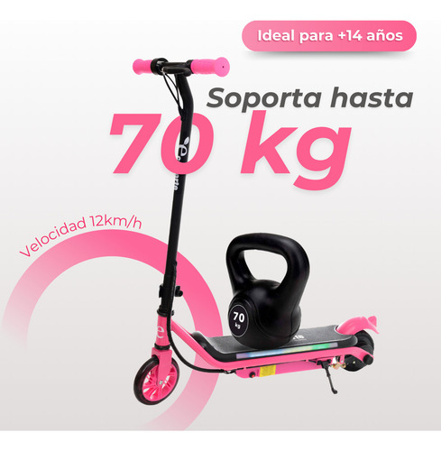 Eco-forte Scooter Patín Eléctrico Sg10 Luces Led Color Rosa