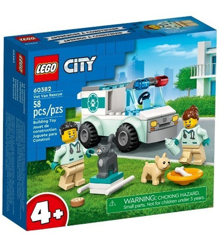 Kit Lego City Rescate De Furgonetas Veterinarias 60382 Cantidad de piezas 58