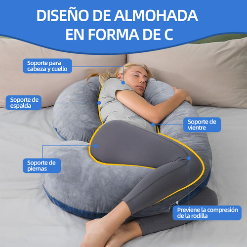 Alfamonla almohadas de embarazo para dormir YFZ-C-HL en forma de C con funda extraíble