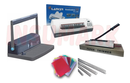 Combo Anilladora + Plastificadora + Guillotina & Materiales