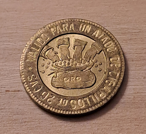 Antigua Ficha Token Fabrica Cooperativa De Cigarrillos. 21mm (Usado)