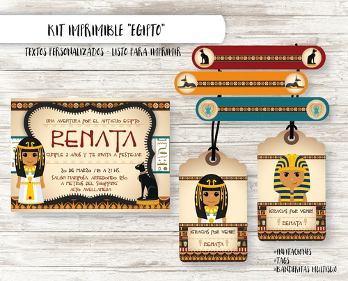 Kit Imprimible Egipto - Textos Personalizados