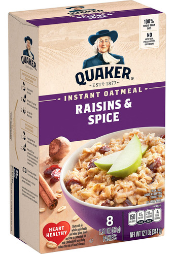 Avena Instantánea Con Pasas Y Especias Paquete De 8 Unidades