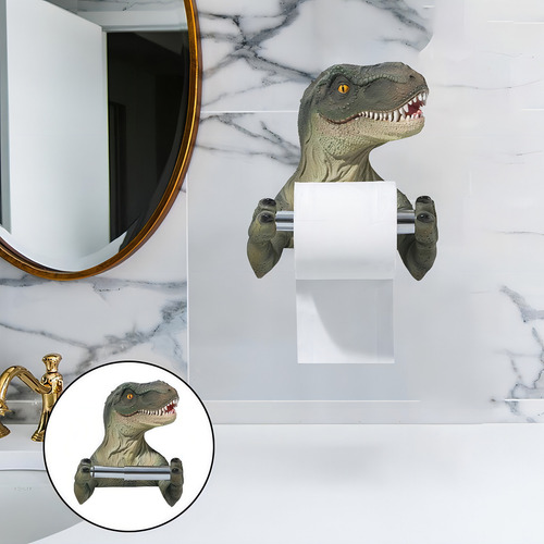 Soporte De Papel Higiénico Realista Con Forma De Dinosaurio Color Verde