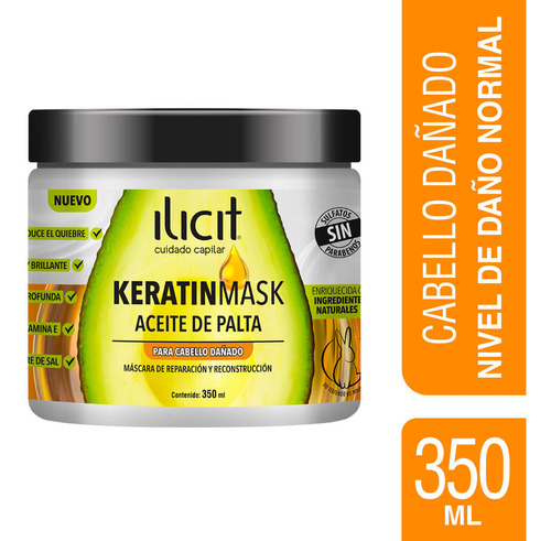 Máscara Capilar Ilicit Keratinmask Aceite De Palta 350 Ml