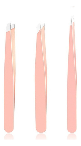 Set 3 Pinzas Facial Cejas De Depilatoria Color Rosa