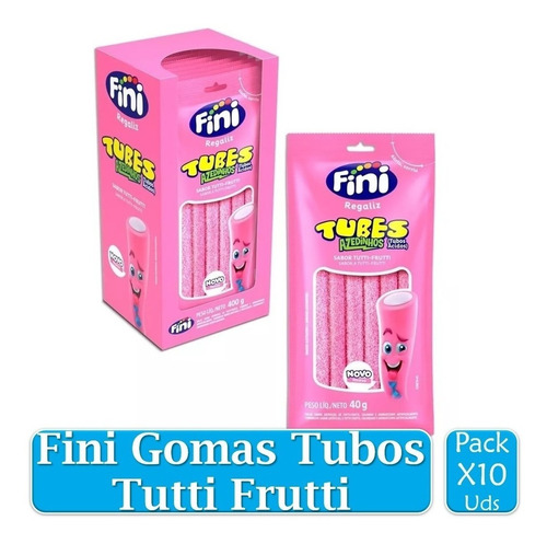 Fini Gomas Tubos Tutti Frutti  10 Unid 40gr Display