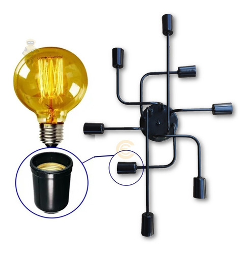 Imagem 9 de 10 de Pendente Plafon Tipo Aranha Para 8 Lampadas Padrão E27