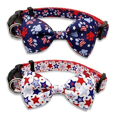 4 De Julio Dog Bow Tie Collar, 2 Pack Día De La 8wmbv