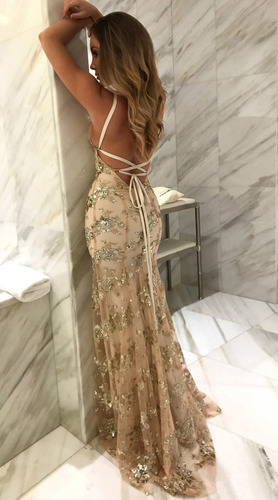 Elegante Vestido De Fiesta Maxi De Tirantes Con Volantes