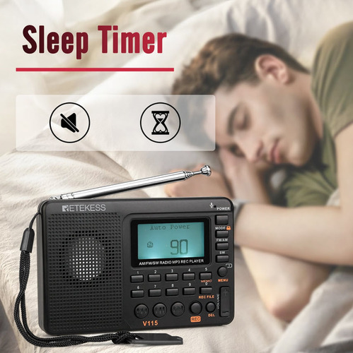 Rádio Retekess V115 F9205c Gravador Am Fm Sw Mp3 Com Bateria Cor Modelo Tx32 Azul-escuro Modelo Tx32 Azul-escuro