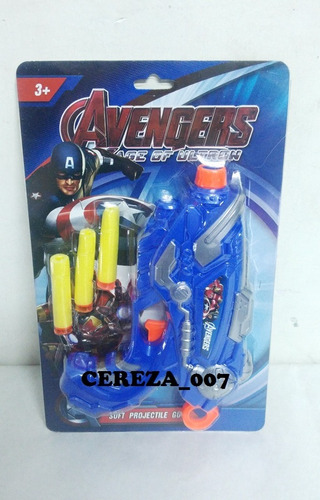 Revolver Pistola Lanza + 3 Dardos Con Sopapa Avengers Vengad