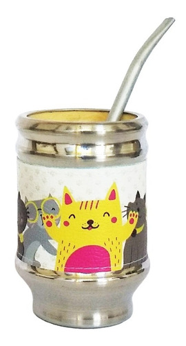 Imagen 4 de 5 de Kit Bandeja Desayuno Mate Yerbera Y Azucarera Gatitos