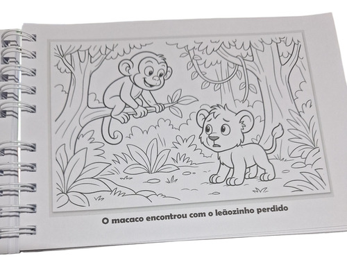 Livro De Colorir Com História Loly Goods O Leão E O Macaco