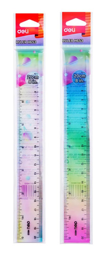 Regla Plástica Multicolor Deli 20 Cm Febo